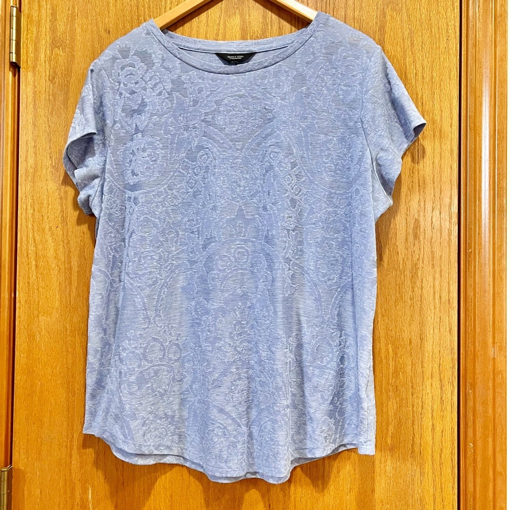 Simply Vera, Vera Wang Blue Shirt with floral Print XXL